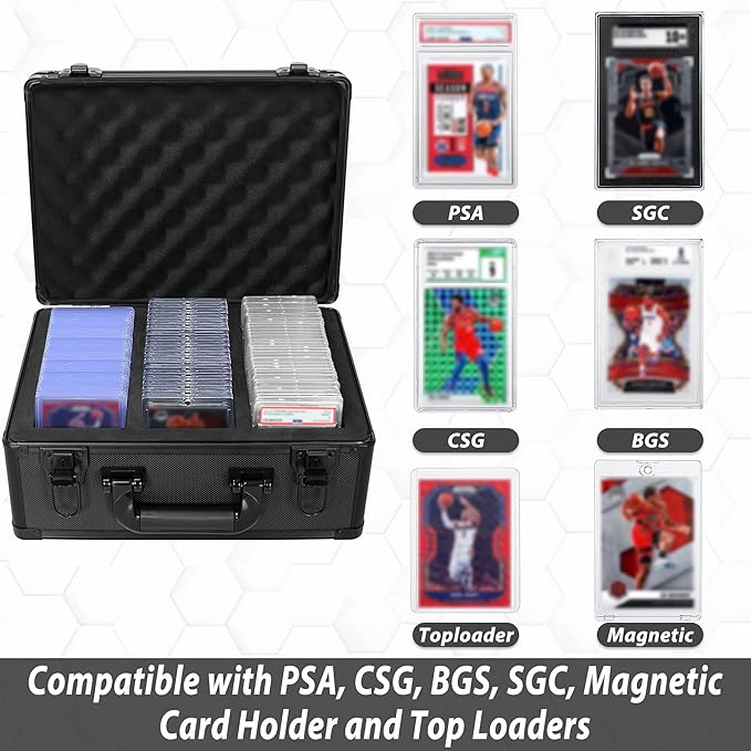 Graded Card Case, Storage Organizer Box for Sports Trading Card Slab Holder | Protable Aluminum Alloy Graded Card Storage Box Compatible with 100 Card Slabs, Sports Trading Card Case Fits PSA, CSG, BGS - Image 3