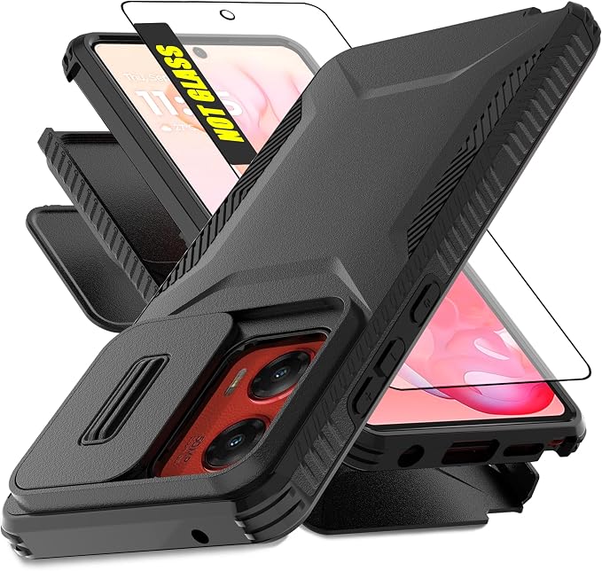for Motorola G Stylus 5G 2024 Case with 1 HD Screen Protector & Slide Camera Cover [Military-Grade] Phone Case Heavy Duty Rugged Shockproof Protective Cover for Moto G Stylus 5G 2024(Black) by AWZHYDT