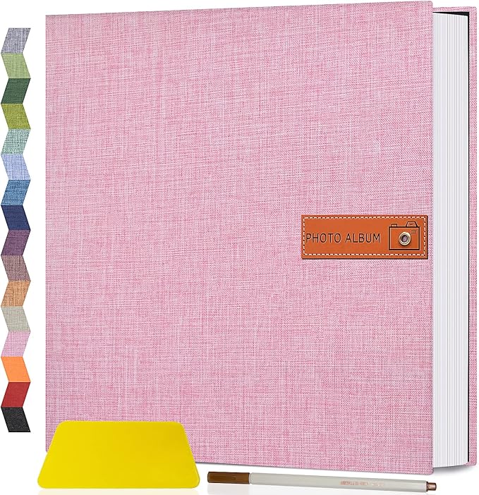 Popotop Large Photo Album Self Adhesive 4x6 5x7 8x10 Scrapbook Album DIY Picture Book,Gifts for Mom,Family Baby and Wedding,with Metal Pen and Plastic Board by Popotop