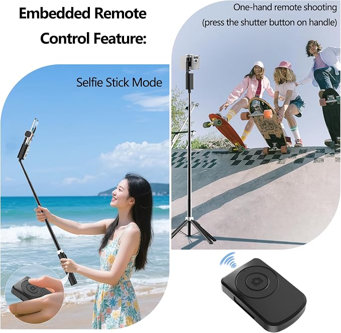 Auto Face Tracking Selfie Stick Tripod for iPhone, Minimalist 360° Rotating AI Tracking Tripod with Wireless Control, 60" Extended Phone Holder for Content Creation Vlogging, Live Streaming - Image 4