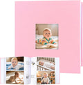 4x6 Photo Album Holds 240 Photos Writing Space, Linen Cover, Pink | Clear Acid-Free Sleeves, Memo Writing Areas, Front Display Window, Baby, Wedding, Travel & Family Picture Keepsakes by Xfveiwoo