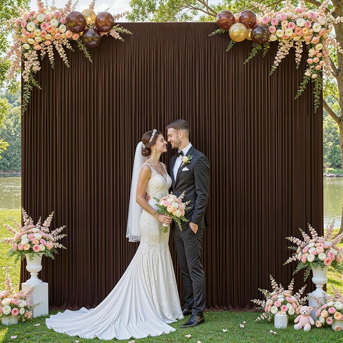 Dark Brown Backdrop Curtains-Wrinkle-Free Polyester Photography Drapes Party Curtain Background for Baby Shower Wedding Decorations- 24 X10FT - Image 7