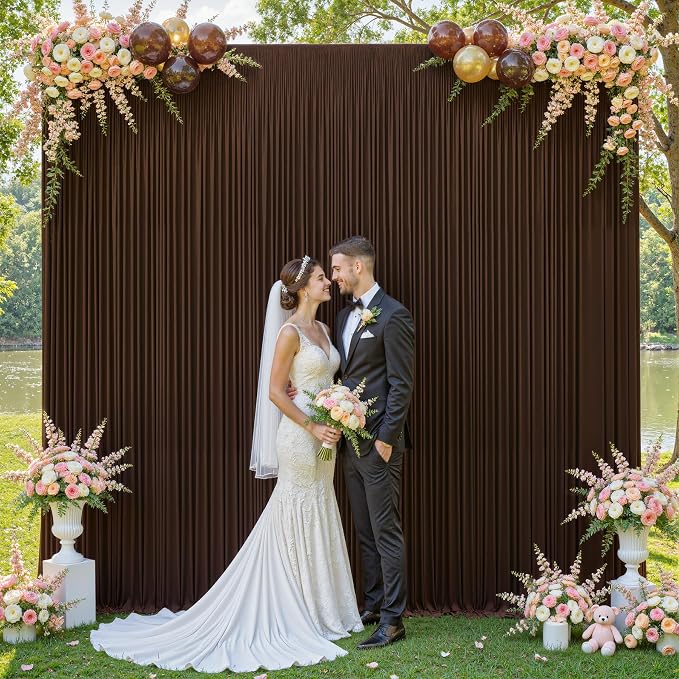 Dark Brown Backdrop Curtains-Wrinkle-Free Polyester Photography Drapes Party Curtain Background for Baby Shower Wedding Decorations- 8 X10FT - Image 7