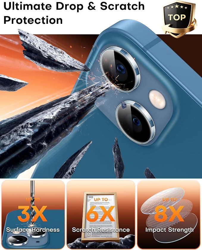 TOCOL Camera Lens Protector for iPhone 13 / iPhone 13 Mini Tempered Glass HD Individual Scratch Resistant Camera Cover Accessories Case Friendly 2 Pack（Clear） - Image 4