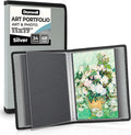 Dunwell 11x17 Art Portfolio Binder, 24-Sleeve, Black Mounting Paper, Silver | 24 Clear Sleeves, Displays 48 Pages, Black Mounting Paper Included, Artwork Storage, Acid-Free Poly Protection by Dunwell