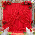 20x12 ft Red Backdrop Curtains for Weddings Parties, Birthdays and Photos | 4 Panels 5x12 ft, Wrinkle-Free Polyester Drapes, Washable, Ironable, 4 in Rod Pocket for Baby Showers Photography Background by PartyVillage