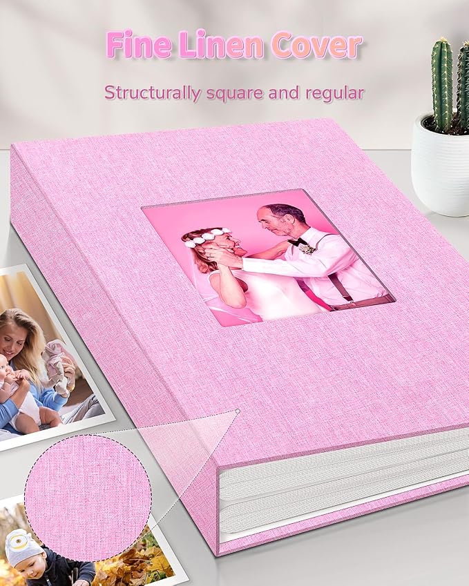 Artfeel Photo Album 4x6 with 300 Pockets,Slip-in Picture Albums,Linen Cover Memory Book with Front Window,White Page Vertical Photo Book for Wedding,Family,Anniversare,Baby,Vacation - Image 6