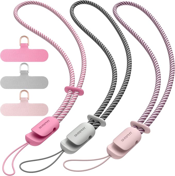 SURPHY 3 Pack Phone Wrist Strap, Phone Lanyard with Cellphone Tether Tab | Phone Strap Charm, Camera Wrist Strap with 2-Color Braided, Phone Wristlet, Wrist Lanyard for Case by SURPHY