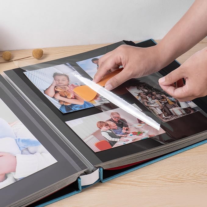 Large Photo Album Self Adhesive 4x6 5x7 3x5 8.5x11 Scrapbook Magnetic DIY - 13 x 12.8 Inches, 120 Black Sticky Pages, Linen Cover (Sky Blue) - Image 2