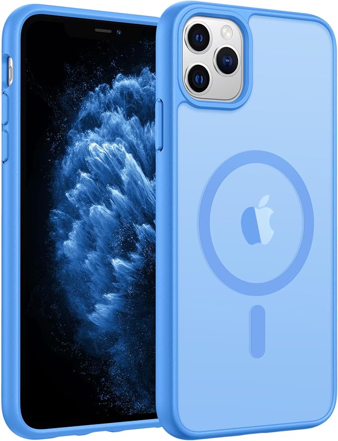 FNTCASE for iPhone 11 Pro Case, Fit for Magsafe, Translucent Matte Back | Magnetic Phone Cases, 14FT Military Grade Drop Protection, Shockproof Bumper, Slim Protective Cover, Ice Blue by FNTCASE