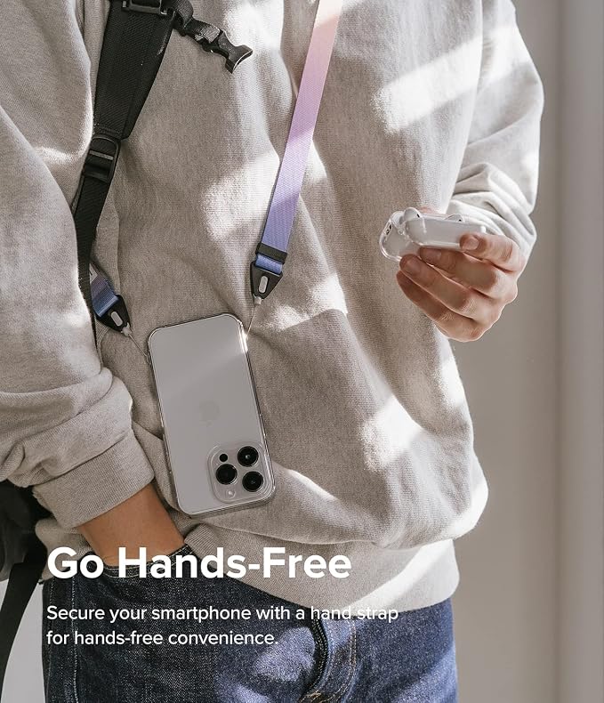 Ringke Phone Lanyard for iPhone 17 Pro Max and Most Smartphones [One-Touch Buckle] Shoulder Strap Adjustable Sturdy Universal Phone Crossbody Neck Lanyard for Travel Essentials - Aurora - Image 2