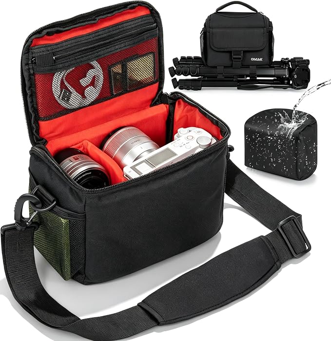 Camera Carrying Case, Camera Storage Bags Anti-Shock Crossbody Camera Case | Digital Camera Case with Rain Cover Compatible for Canon EOS R50 M50 Powershot SX540 SX70, Nikon Coolpix, Sony a6100 a6400 by GMAK
