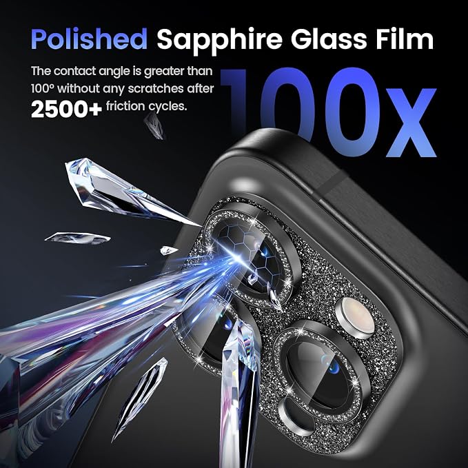 Tensea for iPhone 15 Pro Max/iPhone 15 Pro Camera Lens Protector Bling | Metal Aluminum Alloy Tempered Glass Cover Camera Screen Protector Accessories, Case Friendly - Image 5