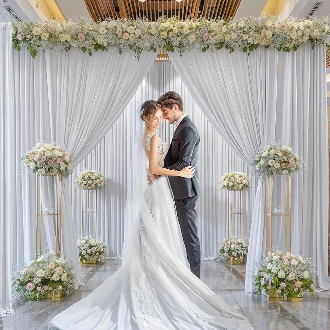 6 Panels Silver Grey Backdrop Curtain for Parties Wedding Wrinkle Free Silver Grey Photo Curtains Backdrop Drapes Fabric Decoration for Birthday Party Baby Shower 30ft(W) x 10ft(H) - Image 8