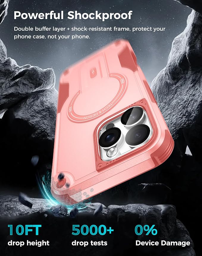 Goton 3 in 1 for iPhone 16 Pro Max Case with Privacy Screen Protector Pink | Glass Camera Lens Protector,Compatible for MagSafe,Invisible Kickstand, Shockproof Phone Cover for iPhone 16 Promax - Image 4