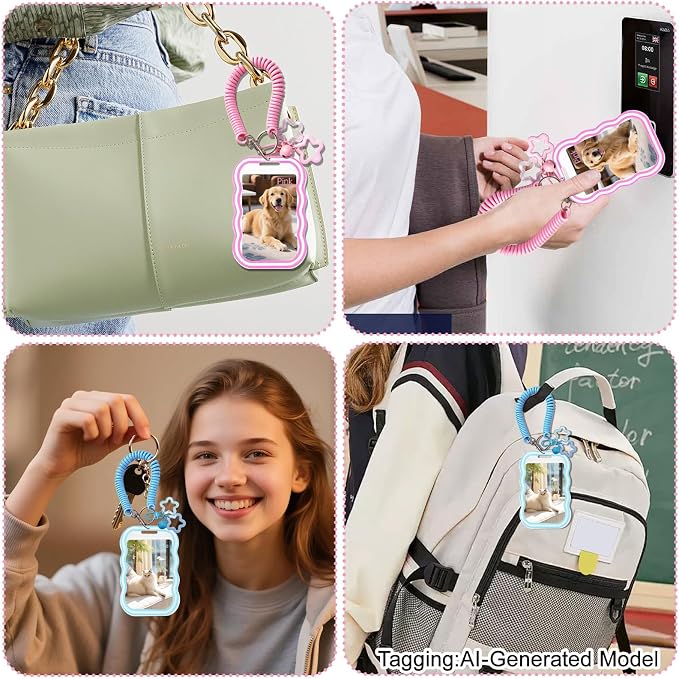2 Pack Cute Photocard Holder Keychain,Kpop Photo Card Holder | Creative Photo Protector Keychain Accessories for Bus Card, Daily Display & Travel Decorations Gifts - Image 7
