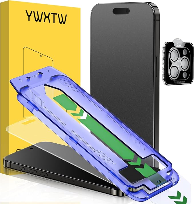 YWXTW 2 Pack Matte Screen Protector for iPhone 15 Pro 6.3 Inch + 1 Set Camera Lens Protector, Anti Glare Anti Fingerprint 15 Pro Glass Screen Protector, Bubble Free, Smooth as Silk by YWXTW