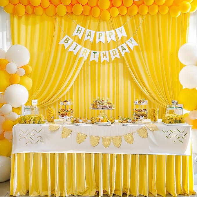 Yellow Backdrop Curtains-Wrinkle-Free Polyester Photography Drapes Party Curtain Background for Baby Shower Wedding Decorations- 16 X10FT (Yellow) - Image 6