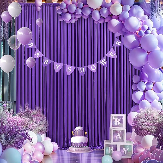 Purple Backdrop Curtain for Parties Wedding Wrinkle Free Purple Photo Curtains Backdrop Drapes Fabric Decoration for Birthday Party Photography 5ft x 7ft,2 Panels - Image 9
