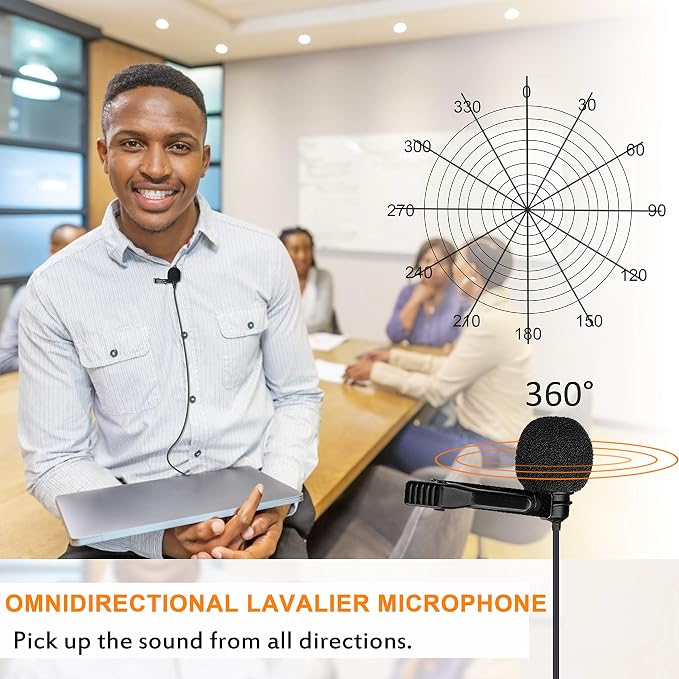 COMICA CVM-SM-O1 Lavalier Lapel Microphone, Omnidirectional TRS Clip-on Condenser Mic Compatible with DSLR Camera BoomX-D/Sennheiser and Other Wireless Transmitter,Lav Mic for Video Recording - Image 2