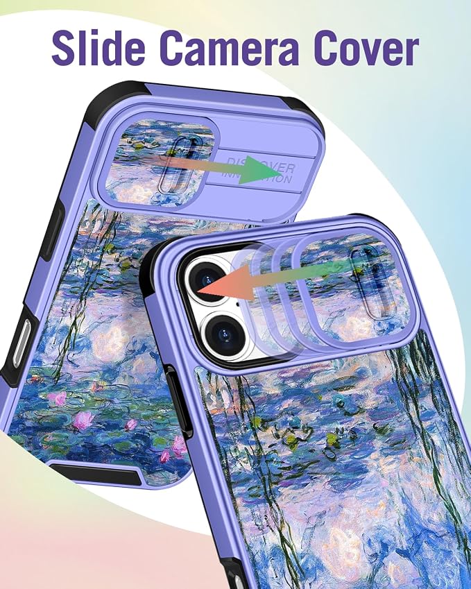 Buleens for iPhone 16 Plus Case 6.7 Inch - with Ring Stand & Camera Cover Aesthetic Cute Designed Women Girl Girly Pretty Kawaii Blue Water Lily Phone Case for iPhone 16 Plus Compatible with Magsafe - Image 3