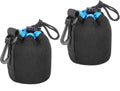 PATIKIL Camera Lens Bag 3" ID x 3.9" H Drawstring Lens Pouch 2Pcs | Black, Blue, with Thick Protective Neoprene Lens Case for DSLR Camera Lens Water Coffee Cups by PATIKIL