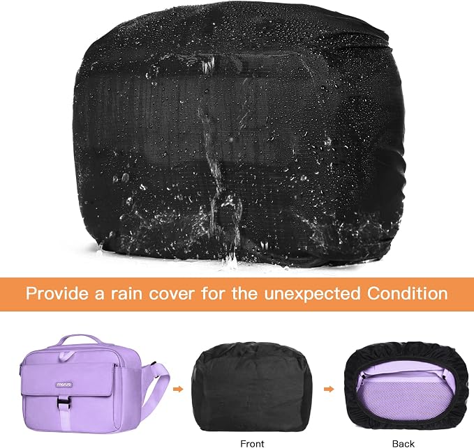 MOSISO Camera Shoulder Bag Camera Case Crossbody Sling Purse, Purple | DSLR/SLR/Mirrorless Compact Padded Photography Handbag with Rain Cover Compatible with Canon/Nikon/Sony Cameras and Lenses - Image 5