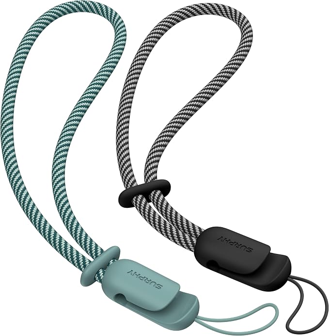 SURPHY 2 Pack Phone Lanyard, Phone Wrist Strap for Case, Camera Wrist Strap | Ultra-Light 2-Color Braided Phone Strap, Cellphone Charm Strap, Anti-Lost Wrist Lanyard for Women and Men, Black Green by SURPHY