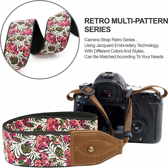 Padwa Lifestyle 2" Wide Classic Crazy Horse Art Cowhide Head Cotton Camera Straps for Photographers - Image 5