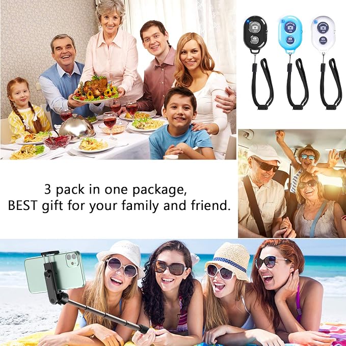 Wireless Remote Shutter for Cellphones and Tablets (3 Pack), AOQIYUE Bluetooth Remote for iPhone/Android Camera Control, Selfie Clicker for Photos and Videos - Wrist Strap Included - Image 7