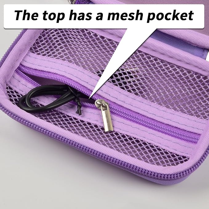 Digital Camera Case for Travelers & Vloggers, Case Only, Purple | Fits Cameras up to 5.1 x 2.9 x 1.8", Hard Shell Protection, Mesh Pocket for SD Cards Battery Cable, Compact Size for Backpack - Image 4