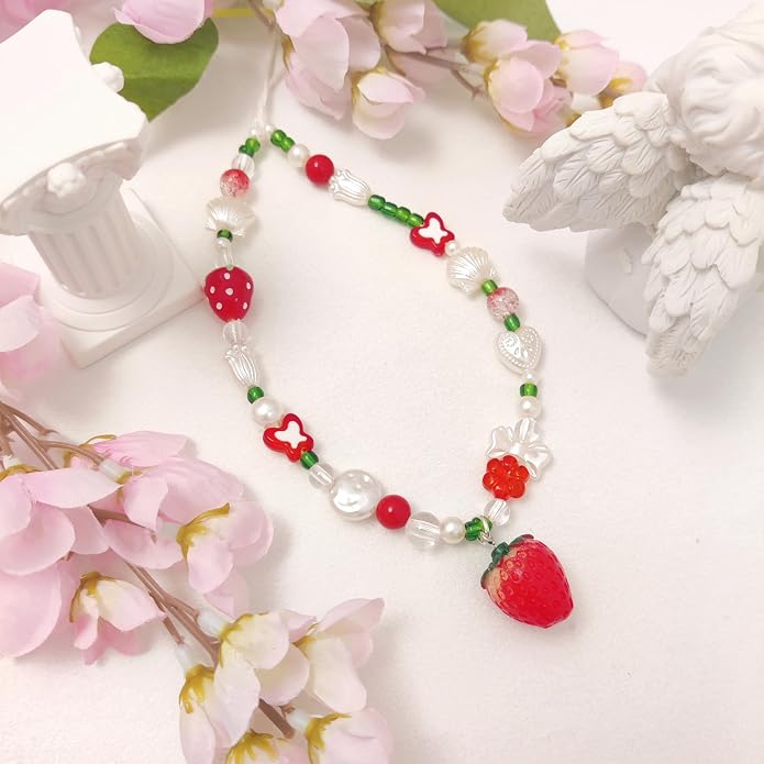 cioatu Phone Charms Cute Cherry Butterfly Cell Phone Lanyard Strap Wrist Strap for Bag Airpods Camera Pendants Decor - Image 2
