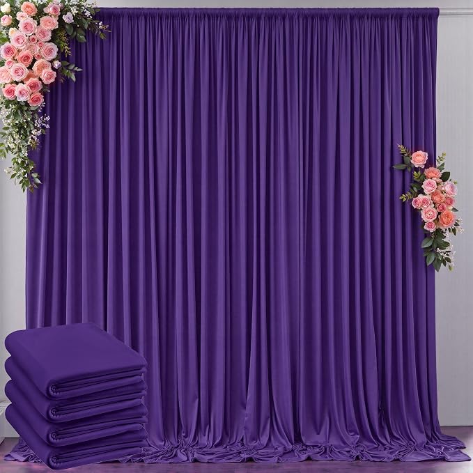 20 ft x 10 ft Wrinkle Free Purple Backdrop Curtain for Parties, 5ft x 10ft 4 Panels Polyester Purple Photo Backdrop Drapes for Wedding Birthday Party Baby Shower by Outpain