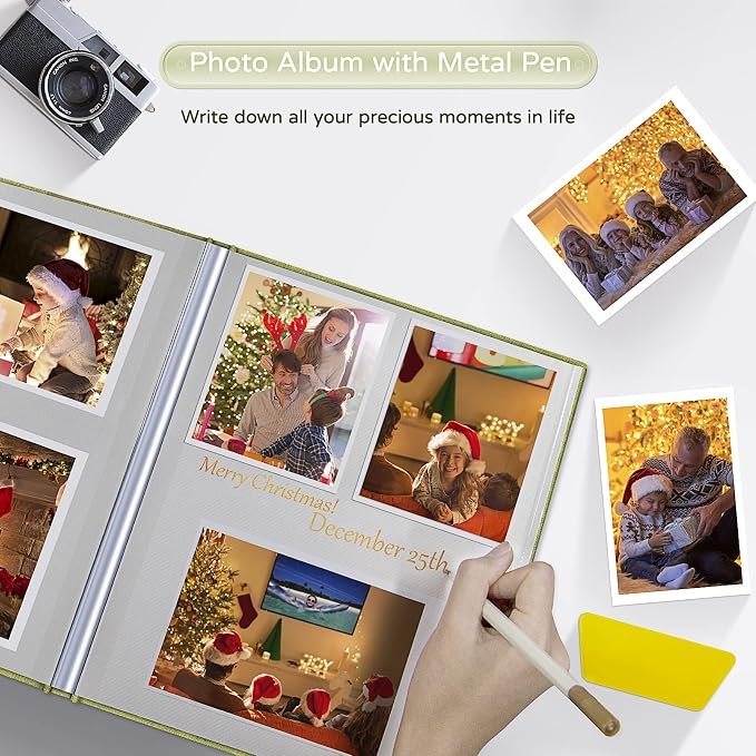 Popotop Large Photo Album Self Adhesive 4x6 5x7 8x10 Scrapbook Album DIY Picture Book,Gifts for Mom,Family Baby and Wedding,with Metal Pen and Plastic Board - Image 5