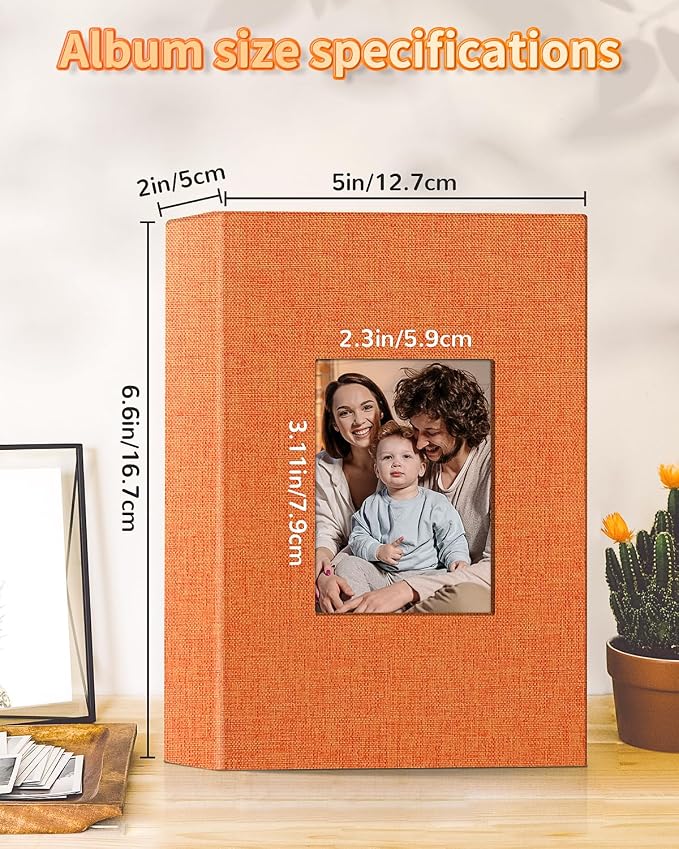 Artfeel Photo Album 4x6 with 100 Pockets,Slip-in Picture Albums,Linen Cover Memory Book with Front Window,White Page Vertical Photo Book for Wedding,Family,Anniversare,Baby,Vacation - Image 3