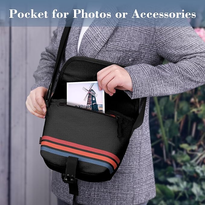 FINTIE Crossbody Camera Bag for Polaroid Now+ Generation 3/2/1 I-Type | Polaroid Originals OneStep+/Onestep 2 VF Canvas Protective Camera Case with Adjustable Strap and Inner Pocket - Image 4