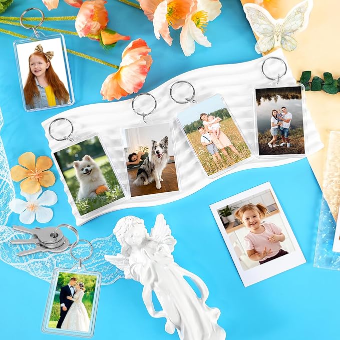 ZZYFGH 50 Pcs Photo Keychain (1.3 x 2inch) Mini Transparent Picture Keychain, Acrylic Photo Insert Keychain DIY Christmas Favor Graduation Gift - Suitable for Photo Size 1.1 inch x 1.8 inch - Image 6
