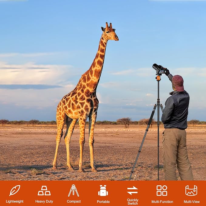 80/85 inches Heavy Duty Tripod for Camera Phone, 85" Camera Tripod Monopod | Tripod Stand for DSLR Binoculars Spotting Scope Camcorders Video, 360 Degree Ball Head, 35 lbs Loads - Image 4