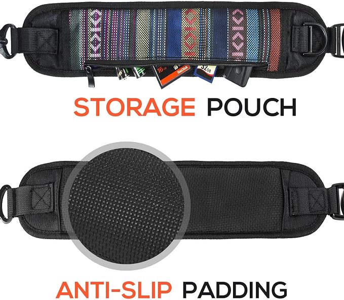 waka Camera Neck Strap with Quick Release and Safety Tether | Adjustable Camera Shoulder Sling Strap for Nikon Canon Sony Olympus DSLR Camera - Retro - Image 3