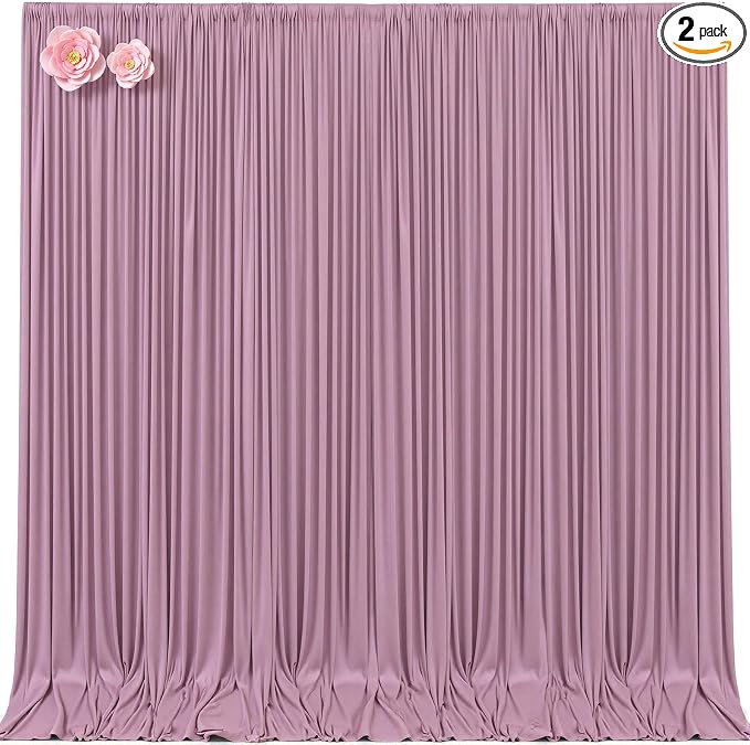 10x12 Dusty Pink Backdrop Curtains for Wedding Party Wrinkle Free Backdrops Curtain Drapes Fabric Decorations Photo Back Drop Cloth for Baby Shower Photography Stage Reception 5ft x 12ft,2 Panels by Tao-GePartyDecorations