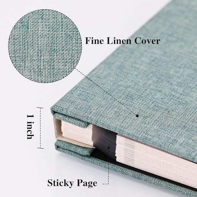 Vienrose Large Photo Album Self Adhesive for 4x6 8x10 10x12 Pictures Linen Scrapbook Album DIY 40 Blank Pages with A Metallic Pen | Linen Cover, Scrapbook, Fits 4X6 8X10 10X12 Pictures, Metallic Pen, Diy - Image 3