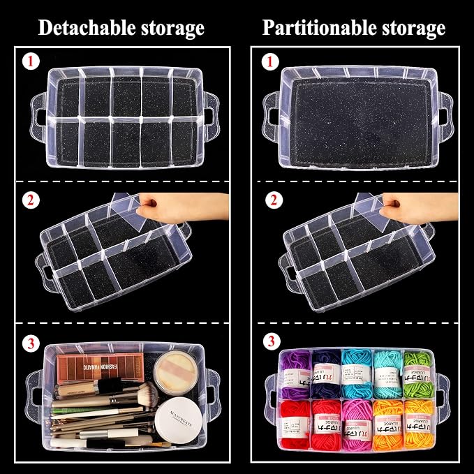 Bead Organizer 3 Tier 30 grid Stackable Craft Tackle Storage Container | Stackable 3-Tier Design, 30 Compartments, for Beads Washi Tape Toys Jewelry Beauty and Sewing Supplies - Image 3
