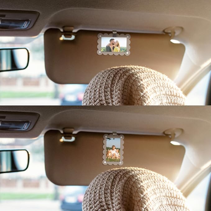 Car Sun Visor Photo Holder, Universal Magnetic Photo Car Visor Clip, Decorate Your Car Visor Picture Clip with Personality(Transparent Wave, 2.4x3.5) - Image 4