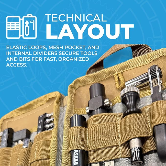 Tool Pouch – Compact 1000D Nylon Carry Case with Internal Compartments, MOLLE Mounting, and Mesh Pocket for Precision Torque Tools, Bits, and Accessories – Coyote Tan - Image 3