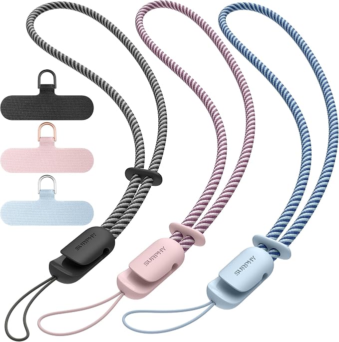 SURPHY 3 Pack Phone Wrist Strap, Phone Lanyard with Cellphone Tether Tab | Phone Strap Charm, Camera Wrist Strap with 2-Color Braided, Phone Wristlet, Wrist Lanyard for Case by SURPHY