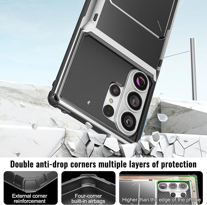 Foluu Wallet Case for Samsung Galaxy S26 Ultra with Card Holder, 5 Credit Hidden Card Slot Flip Cover Dual Layer Protective Hard PC Back & Soft TPU Bumper Case for Galaxy S26 Ultra 2026 (Gray) - Image 5
