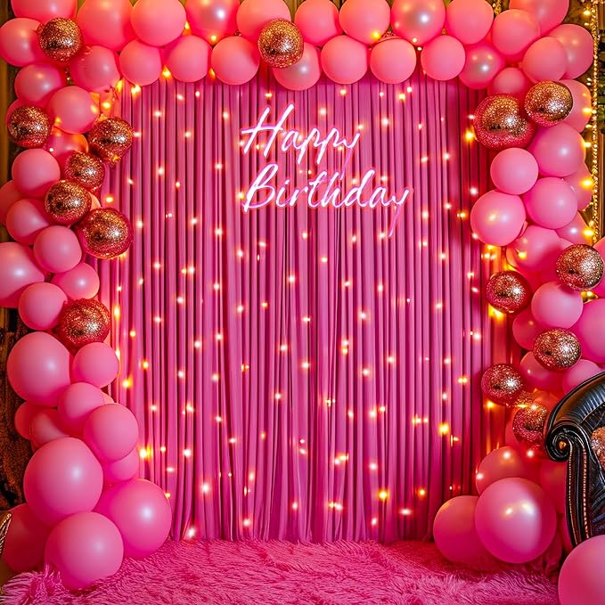 Fuchsia Backdrop Curtain for Parties Birthday Party Wrinkle Free Hot Pink Photo Curtains Backdrop Drapes Fabric Decoration for Wedding 5ft x 7ft,2 Panels - Image 9