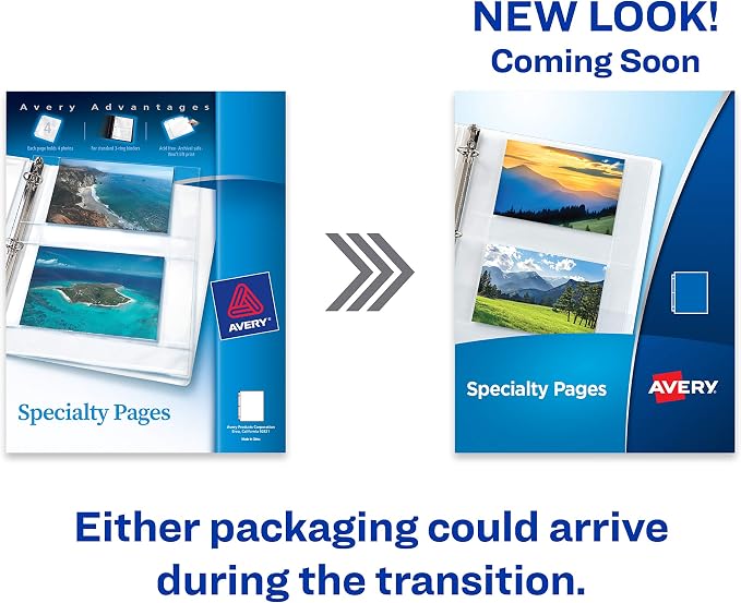 Avery Clear Mixed Format Photo Pages for 3 Ring Binder, Acid Free, Holds 4" x 6" Photos, 10 Photo Protectors (13401) - Image 2