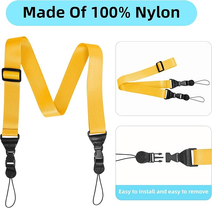 3 Pack Adjustable Shoulder Strap, iPad Strap Nylon Neck Lanyard (Yellow) - Image 7