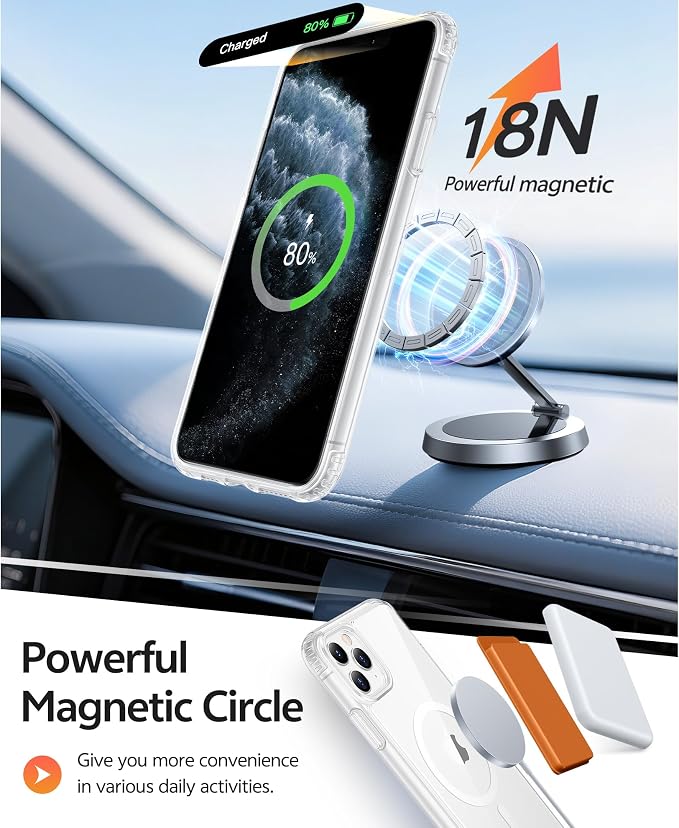 FNTCASE for iPhone 11 Pro Case, Fit for Magsafe, Clear Anti Yellowing | Magnetic Phone Cases, 14FT Military Grade Drop Protection, Slim Shockproof Protective Cover, Transparent - Image 3